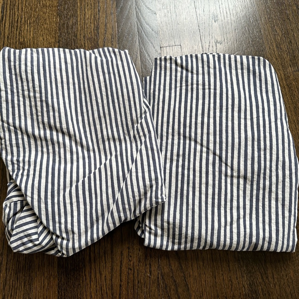 Pehr Crib Sheets - Stripes Away Ink Blue